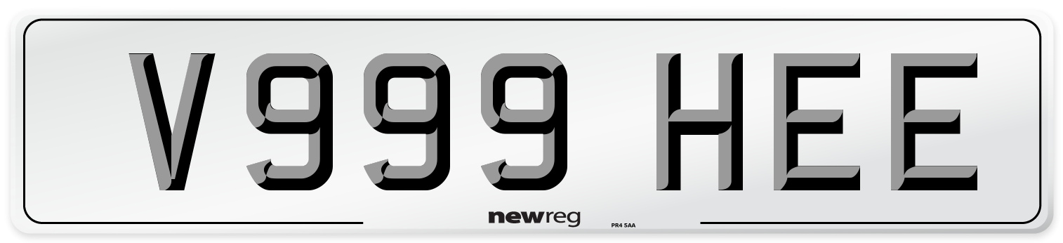 V999 HEE Number Plate from New Reg